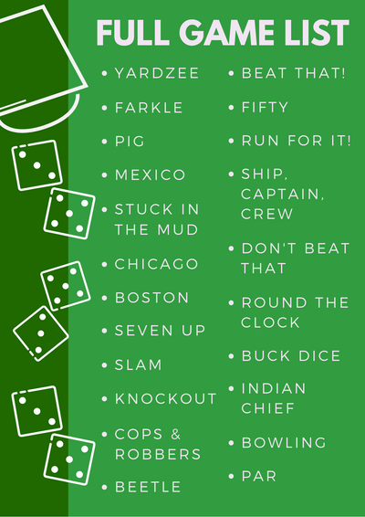 Yardzee & Farkle Giant Dice with Wooden Bucket (20+ Games Included)