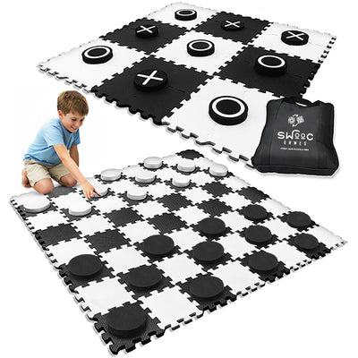 2-in-1 Premium Giant Checkers & Tic Tac Toe Game