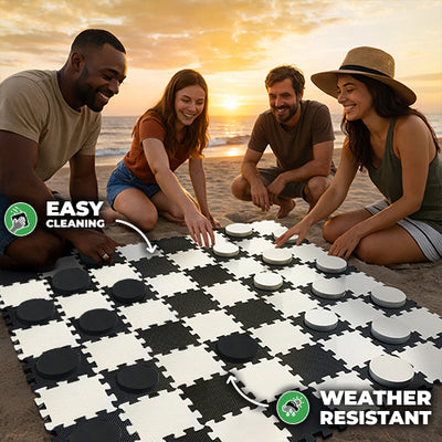 2-in-1 Premium Giant Checkers & Tic Tac Toe Game