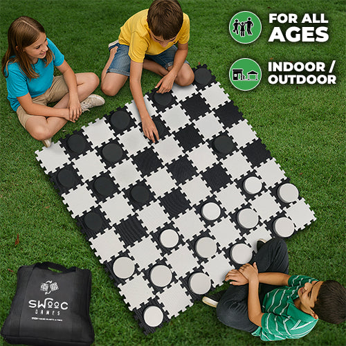 2-in-1 Premium Giant Checkers & Tic Tac Toe Game