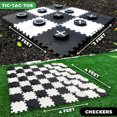 2-in-1 Premium Giant Checkers & Tic Tac Toe Game
