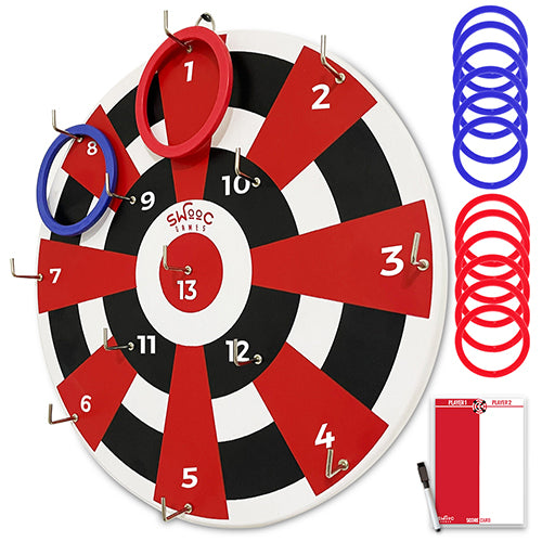 Hook Darts Ring Toss Game ‒ Wood Board and Soft Rings