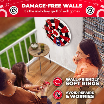 Hook Darts Ring Toss Game ‒ Wood Board and Soft Rings