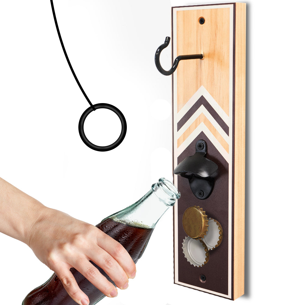 Hook & Ring Toss Game For Adults (Chevron Stained)