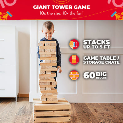 Premium Giant Tower Game w/ Storage Crate