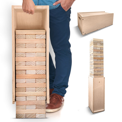 Giant Tower Game w/ Straightener, Table & Storage Box