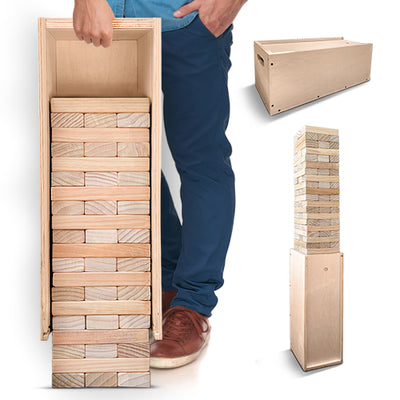Giant Tower Game w/ Straightener, Table & Storage Box