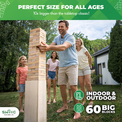 Giant Tower Game w/ Straightener, Table & Storage Box