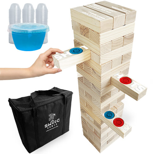 Giant Tower Party Game with Hidden Shots