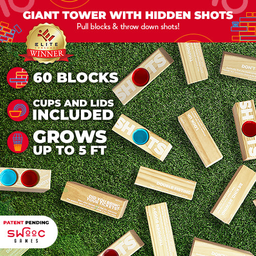 Giant Tower Party Game with Hidden Shots