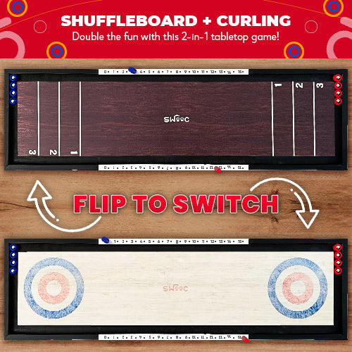 2-in-1 Premium Shuffleboard and Curling Game