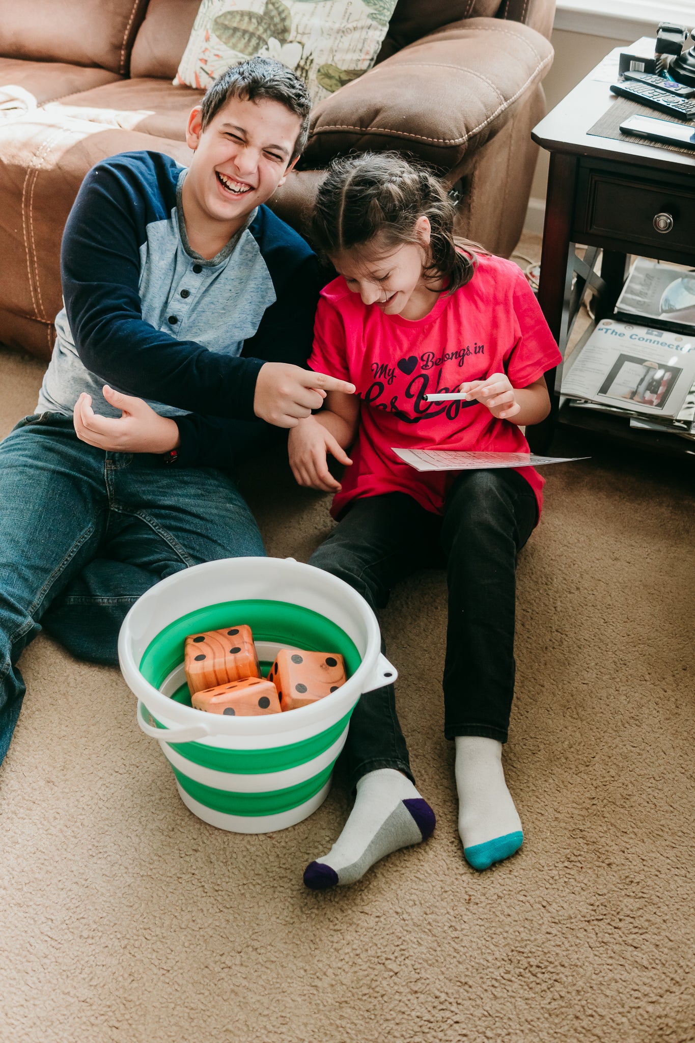 Yardzee & Farkle Giant Dice with Collapsible Bucket (20+ Games Included)