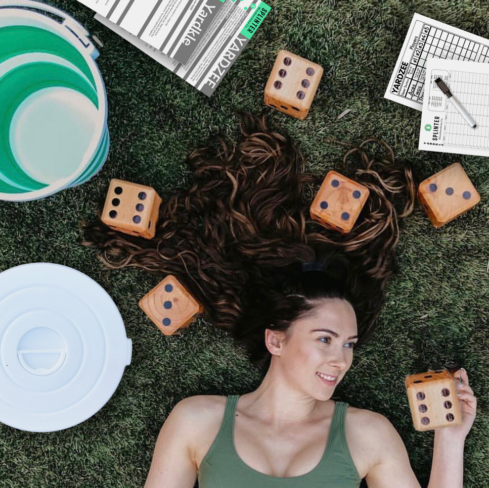 Yardzee & Farkle Giant Dice with Collapsible Bucket (20+ Games Included)