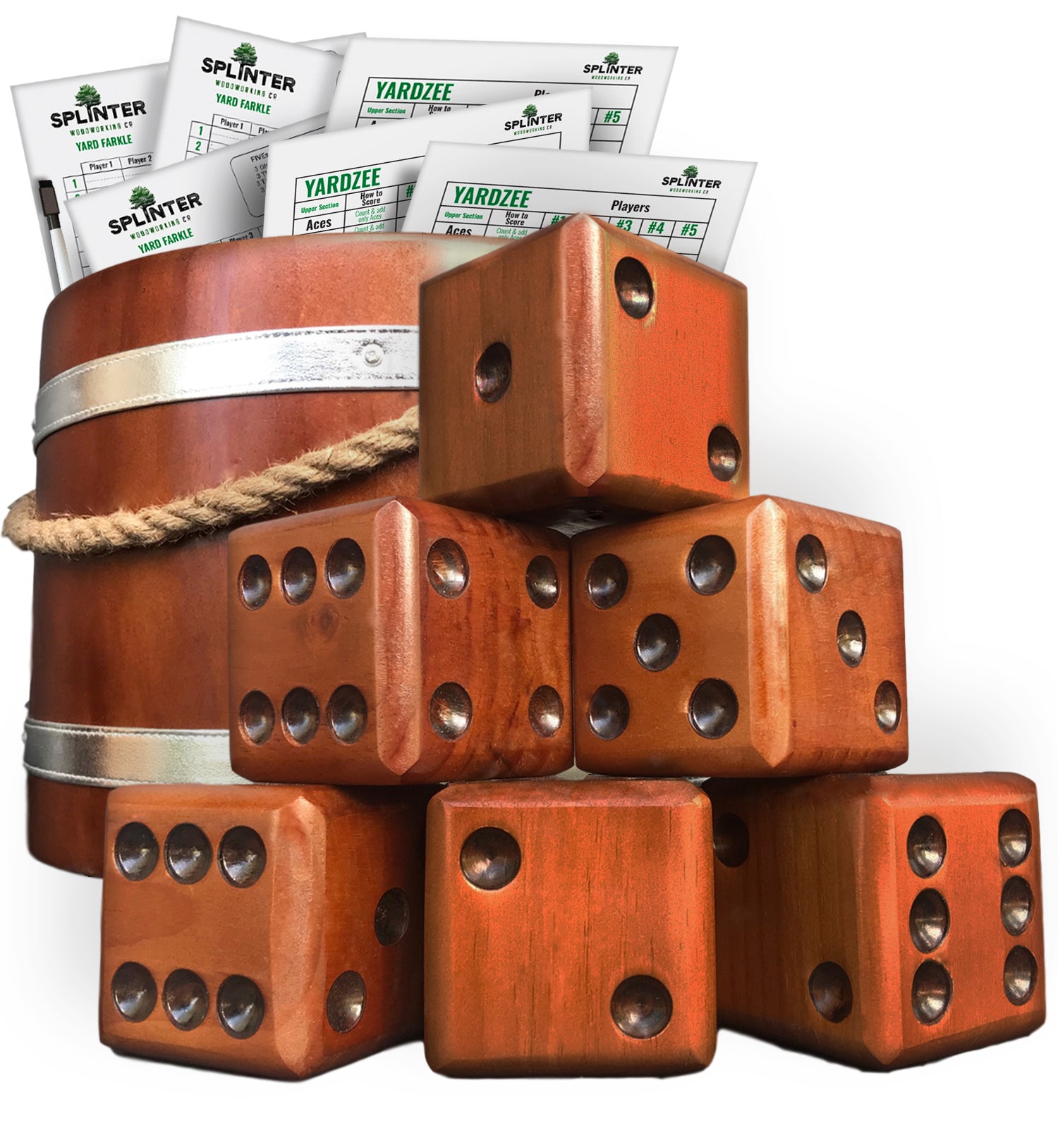 Yardzee & Farkle Giant Dice Set with Wooden Bucket - 20+ Games Include
