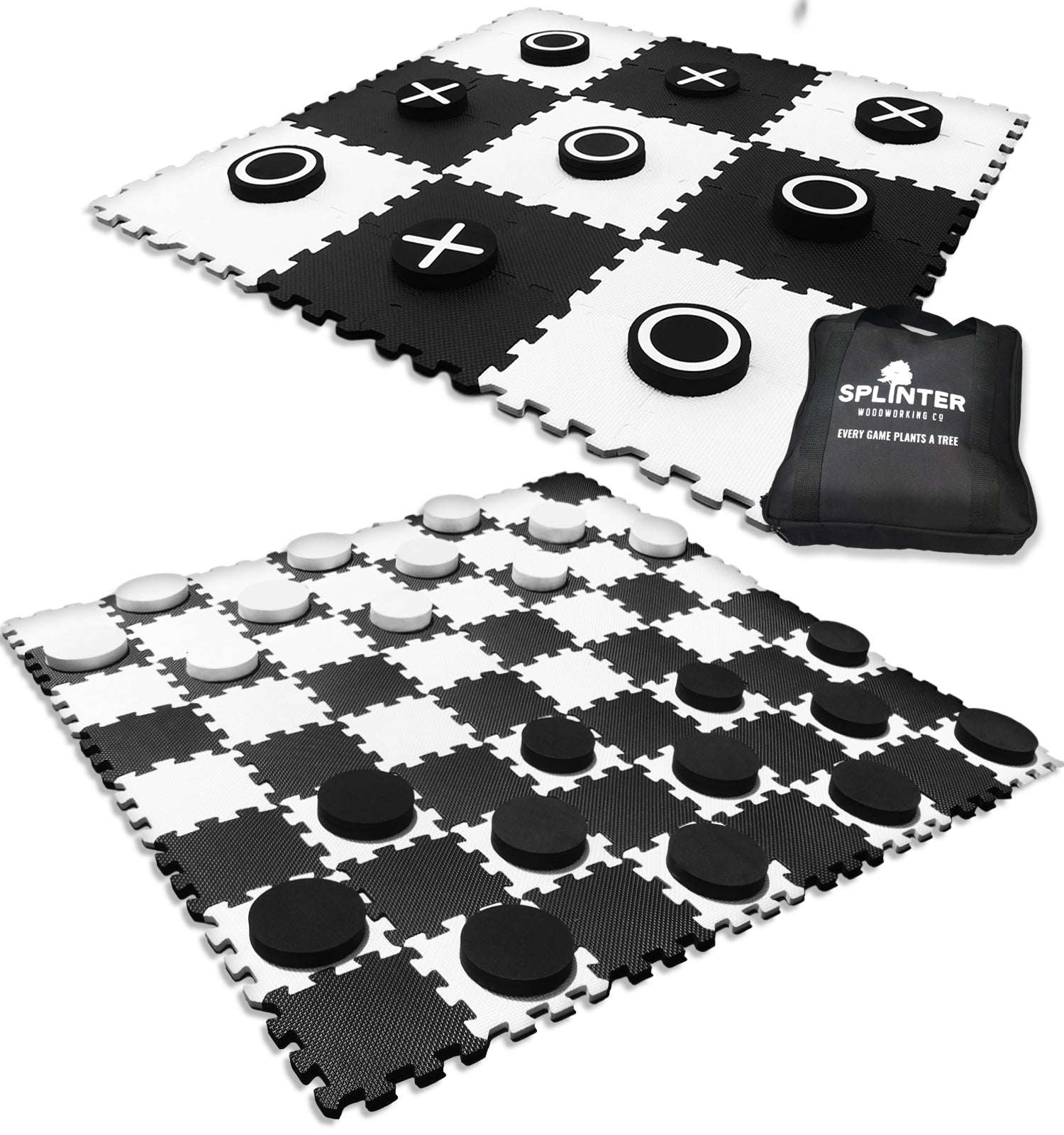 2-in-1 Premium Giant Checkers & Tic Tac Toe Game